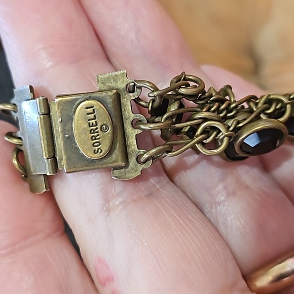 Vintage 1980 Sorrelli choker necklace and bracelet, signed brass base - Picture 6 of 12